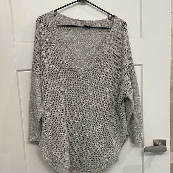 Soho Light Gray V-Neck Women's Sweater - Picture 1 of 2